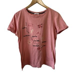 Bare Your Soul Women's 100% Cotton Embroidered California Coast Cities T-Shirt M